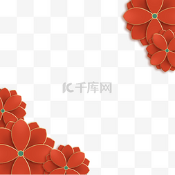 新年红色立体花朵图片_红色金边剪纸风花朵