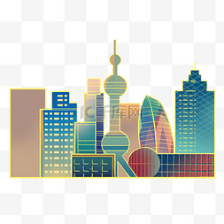 金色上海地标图片_国潮城市素材