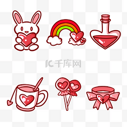 茶杯兔图片_可爱的情人节红色装饰
