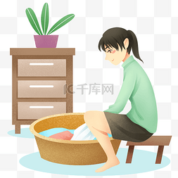 五一黄色图片_劳动节洗衣服女孩