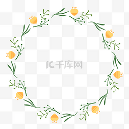 植物环形图片_淡黄色花卉花环