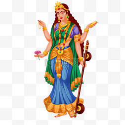 vasant panchami印度知识女神传统插画