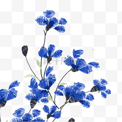 刺绣蓝色花枝