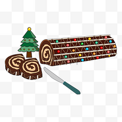 彩色装饰圣诞蛋糕yule log cake