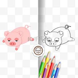 pig clipart black and white 猪涂色卡黑