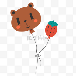 六一儿童节可爱草莓小熊气球