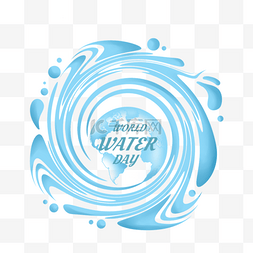 卡通蓝色水滴图片_世界水日蓝色水滴环绕