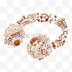 拼凑图片_耳机音乐符号多元素