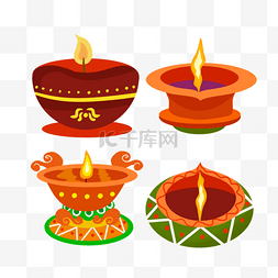 一盏油灯图片_橙色精美diwali印度节日油灯