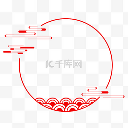 中国主题框图片_圆形中式祥云边框