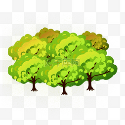 卡通手绘绿色小树林
