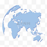 浅蓝立体弧形世界地图