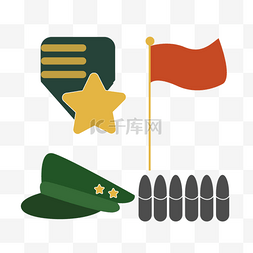 svg中国解放军服装装饰与红旗