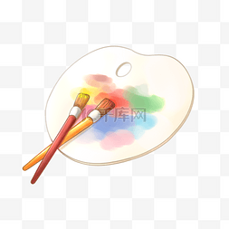 粉笔图片_手绘调色板和画笔png