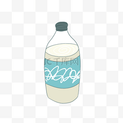 蓝色瓶装的牛奶