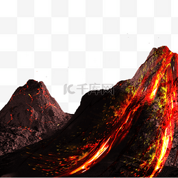 山峰红色图片_红色火焰火山