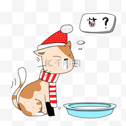 圣诞问好图片_手绘线性牛奶小猫咪