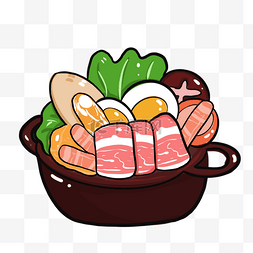 海鲜美食火锅卡通设计素材