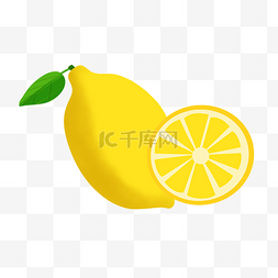 夏天柠檬插画图片_黄色柠檬插画