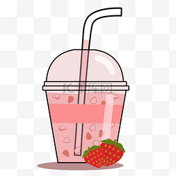 夏季果汁果汁杯子图片_夏季冰饮草莓汁PNG图