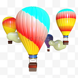 彩色热气球设计图片_五四青年彩色热气球三维电商