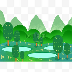 绿地小树图片_湿地树木水坑