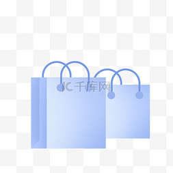 蓝色的购物袋子免抠图
