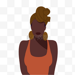 耳环插画图片_戴头巾的黑人妇女插画元素
