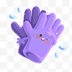 配戴手套图片_紫色橡胶手套 