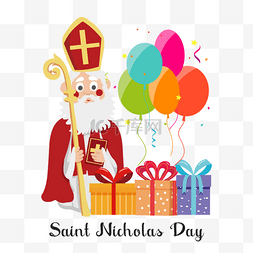 saint nicholas day红色礼物气球节日