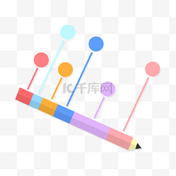 铅笔彩色铅笔图片_直线铅笔PPT圆形插图