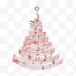 圣诞树音符图片_红色圣诞音乐圣诞树