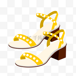 宝石装饰黄色凉鞋