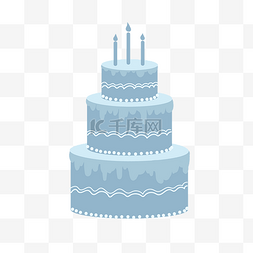 蓝色生日蛋糕矢量图