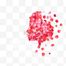 红色花朵三八妇女节形象
