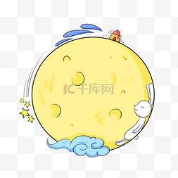 黄色圆月图片_中秋节圆月边框