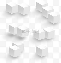几何图形白色图片_矢量时尚简约白色正方体组合背景