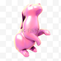 小动物雕塑图片_粉色兔子雕塑png图