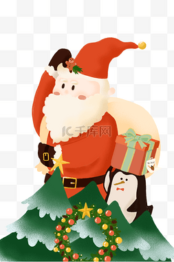 圣诞夜雪景图片_和企鹅先生去给看望红鼻子驯鹿