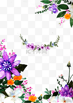 紫色手绘花框图片_紫色花框装饰背景手绘