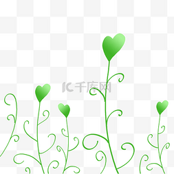 手绘爱心绿色植物