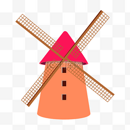 木质的风车图片_木质镂空风车建筑插画
