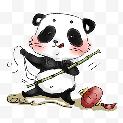 可爱制作灯笼的熊猫