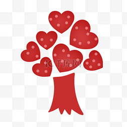 小树图片_母亲节大红色爱心小树