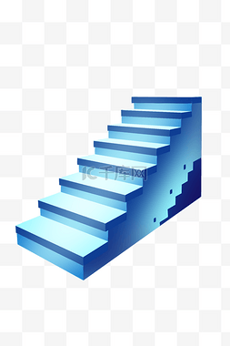 提货上楼图片_立体创意蓝色楼梯