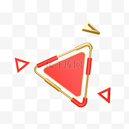 红色三角形C4D边框装饰