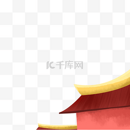 中国风插画建筑图片_红色的建筑物免抠图
