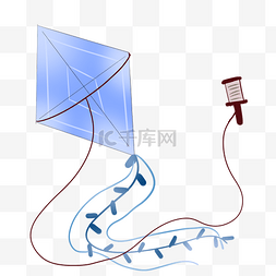 漂亮的装饰小图片_小清新蓝色风筝插画