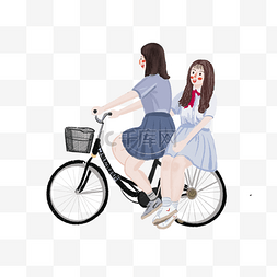 手绘自行车图片_穿毕业艺术装骑自行车的毕业生
