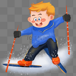 卡通冬季男孩图片_卡通滑雪男孩冬季运动